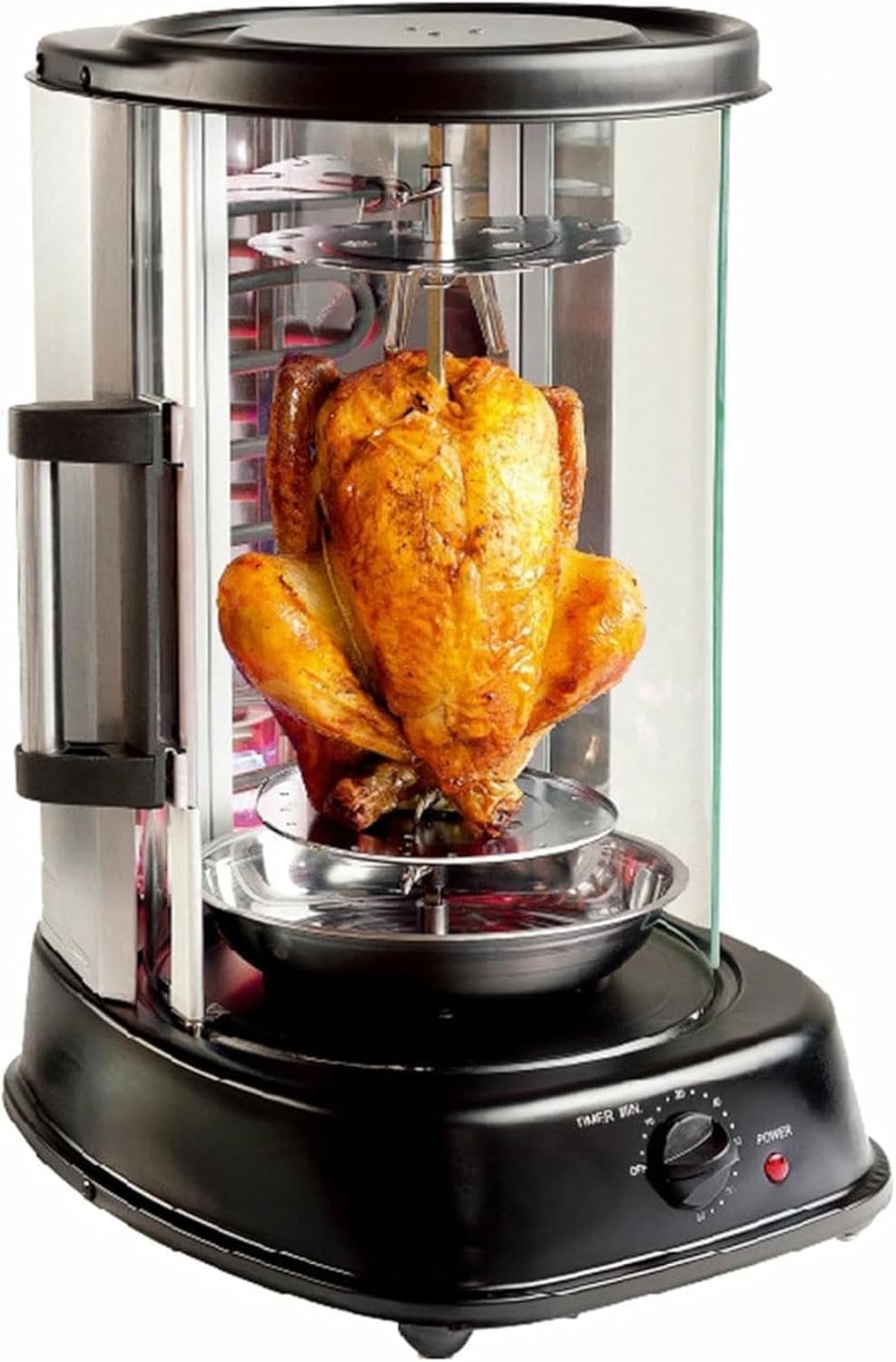 Electric Rotisserie Grill Vertical Oven BBQ Machine 21L for Kebabs, Sweet Potato and Turkey 360° Rotating Rotisserie Grill with Four Types of Grills