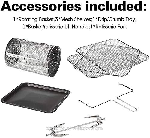 10.6Qt Digital Air Fryer, Toaster Oven & Oilless Cooker, 1700W, LED Touchscreen, Non-Stick Detachable Basket, 10-in-1 Countertop Oven with Dehydrator & Rotisserie,6 Accessories