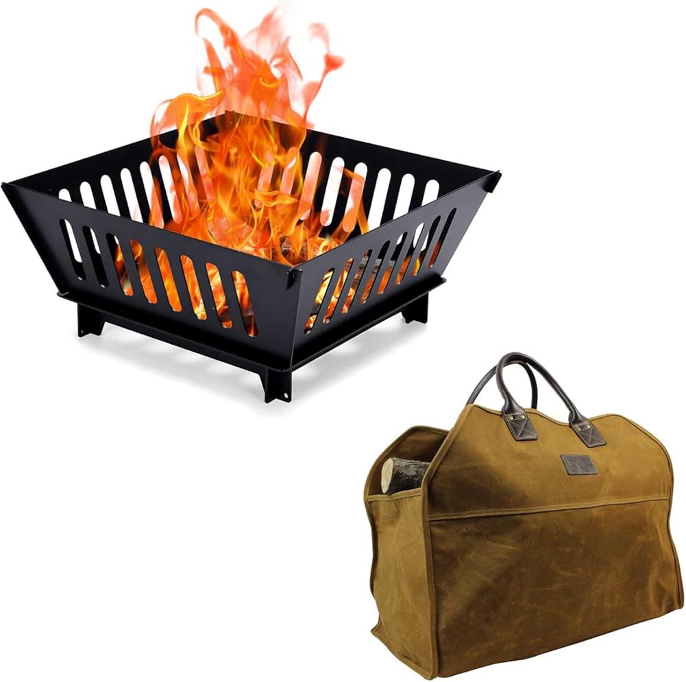 Fire Pits for Outside and Log Carrier