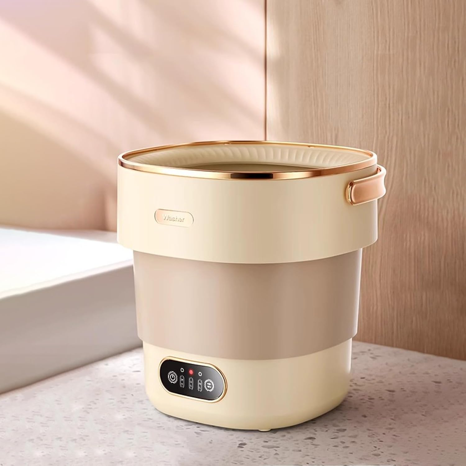 18.5L Portable Washing Machine, Mini Washer, 2 In 1 Foldable Small Smart Laundry Machine, Underwear Washing Machine, Deep Cleaning for Baby Clothes, Underwear, Socks, Apartment, RV, Travel(Yellow)