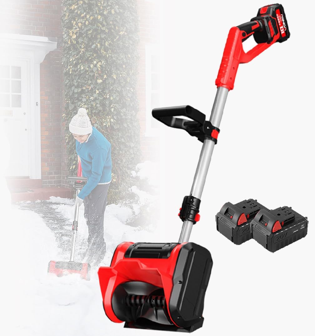 Cordless Snow Shovel w/Adjustable Front Handle & Telescopic Pole, Portable Electric Snow Thrower & Shovel-20v/4.0ah Cordless Battery, for Patio, Playground, Farm