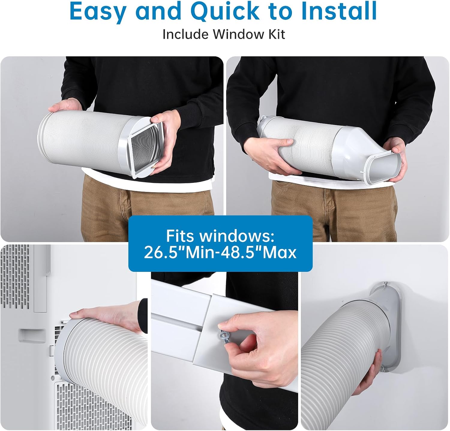 8,000 BTU Portable Air Conditioner,Drain-Free, Ultra-Quiet,Cooling for Rooms Up to 350 sq.ft, Dehumidifier & Fan Modes for Bedroom/Indoor Use,White