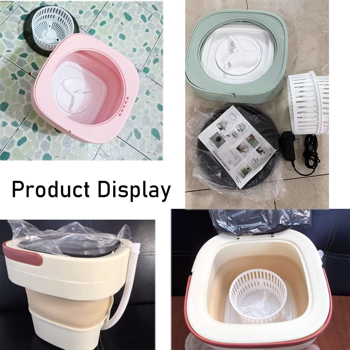 2 In 1 Mini Washer And Dehydrator Combo 8x8x12in Foldable Washing Machine 16L Capacity For Laundry, Dorms, College, RV, Hotels, Home Camping(Pink)