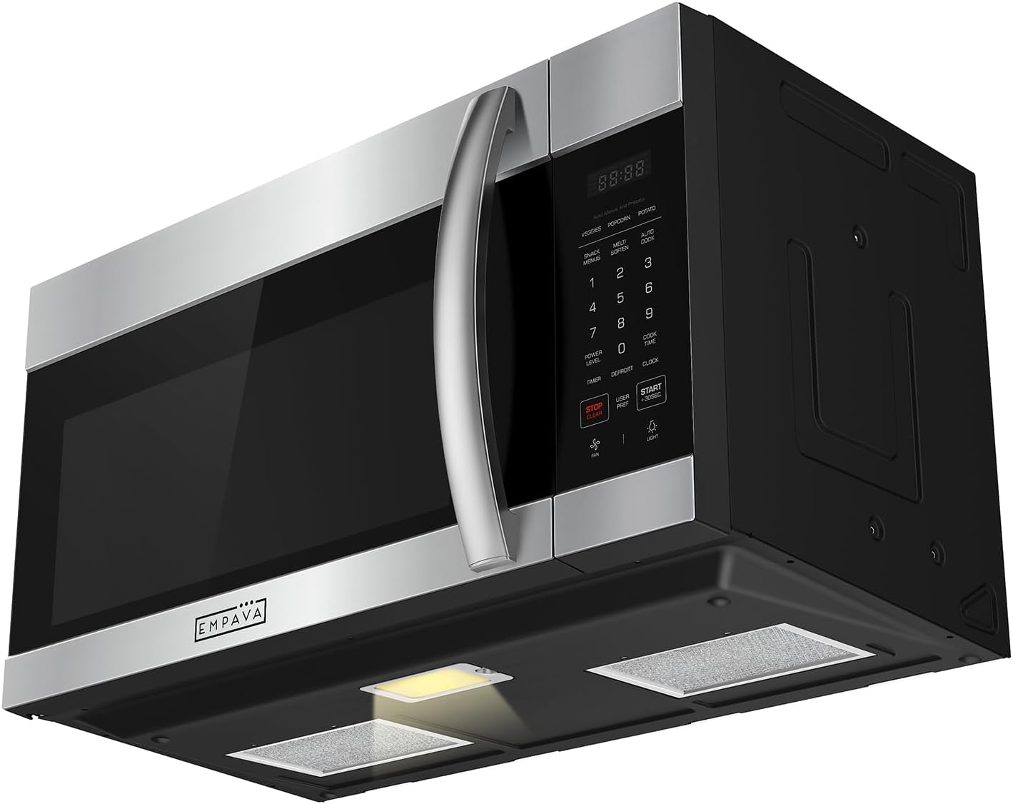 Empava Over the Range Microwave Oven with Screen Touch Control, 1000 Watts, 300 CFM Venting and Sensor Cooking in Stainless Steel, EMPV-30OTR01, Silver