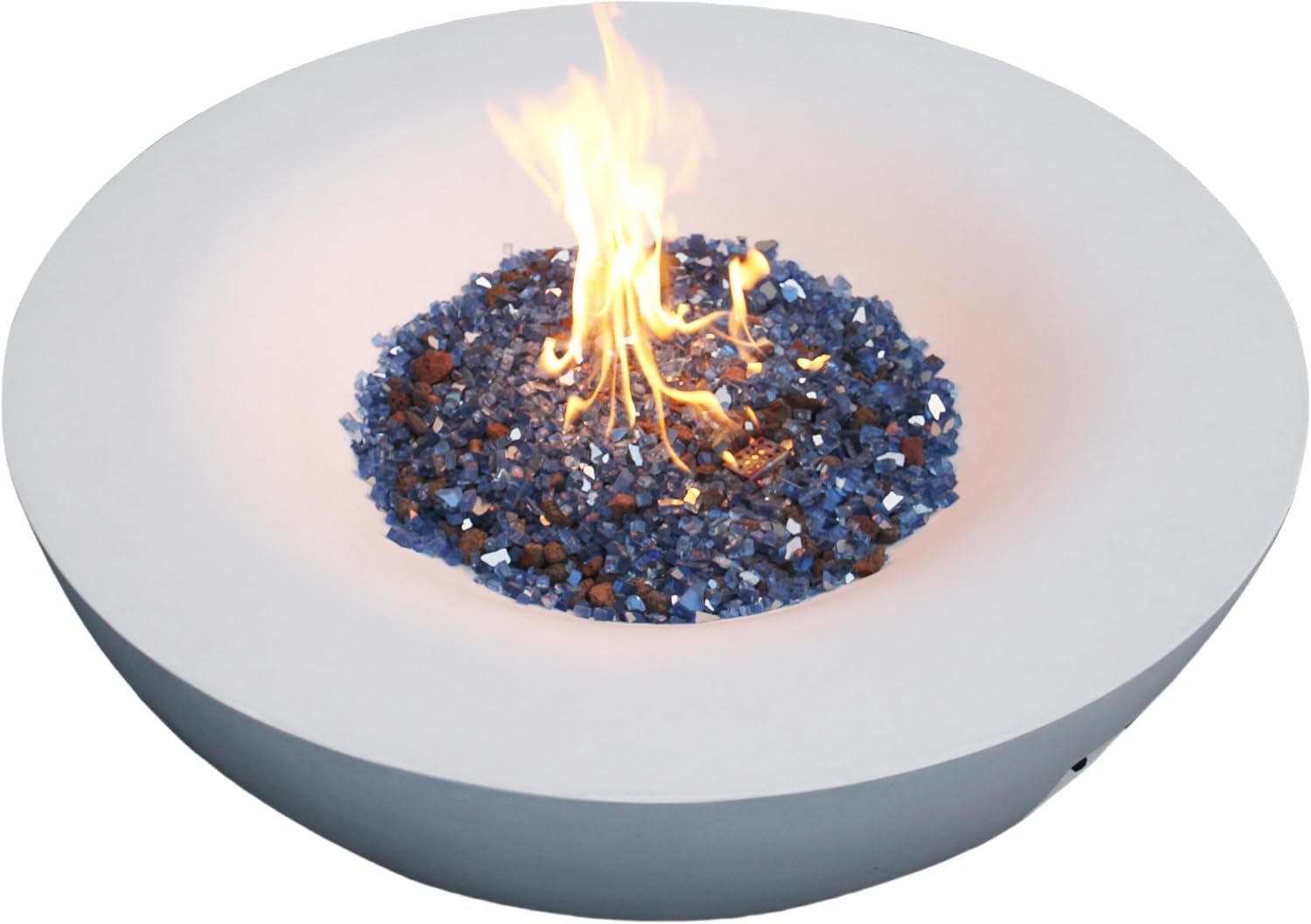 42 Inch Outdoor Concrete Propane Gas Fire Pit Bowl in Antique White Color