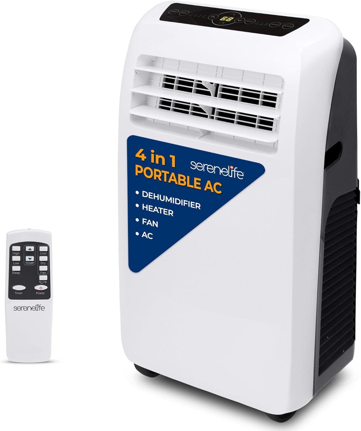 SereneLife Portable Air Conditioner + Heat 12,000 BTU with Built-in Dehumidifier - Portable AC unit for rooms up to 550 sq ft - Remote Control, Window Mount Exhaust Kit