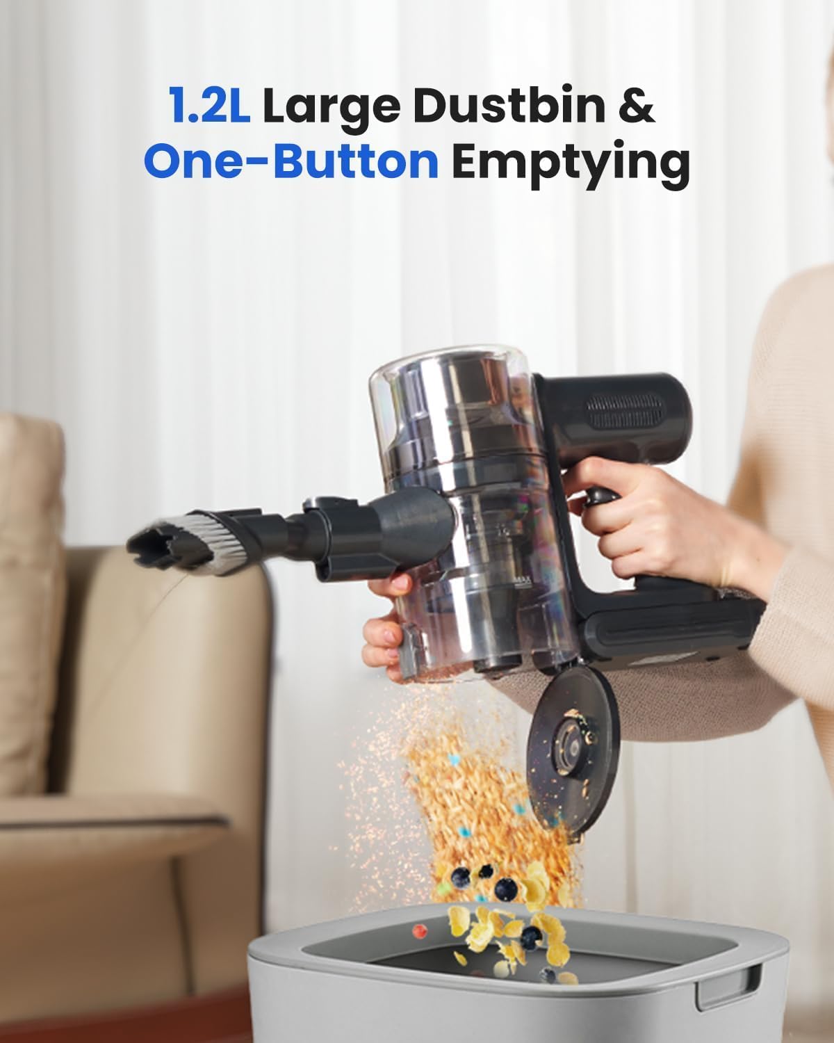 Proscenic Cordless Vacuum Cleaner, 45Kpa 50Mins Runtime Vacuum Cleaners for Home with Green Light, Anti-Tangle, LED Display, Lightweight Stick Vacuum for Pet Hair, Floor&Carpet, P13(Pink)