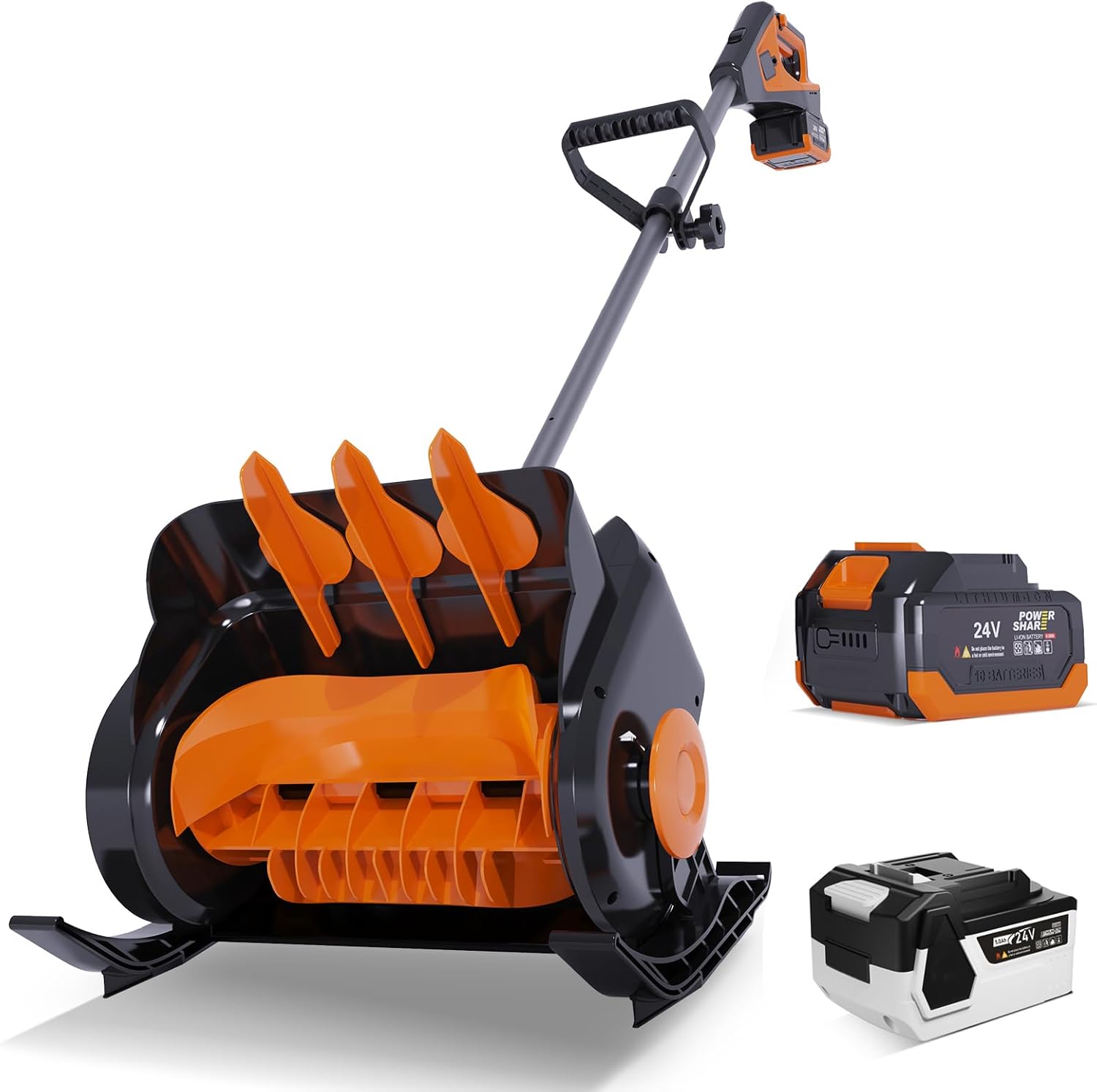 Cordless Snow Shovel, 24V 4.0Ah Electric Shovel, Battery Operated Snow Blower, Battery Powered Snow Thrower, Battery Snow Blower with Li-ion Battery & Charger (2 Batteries, 3 Speed)