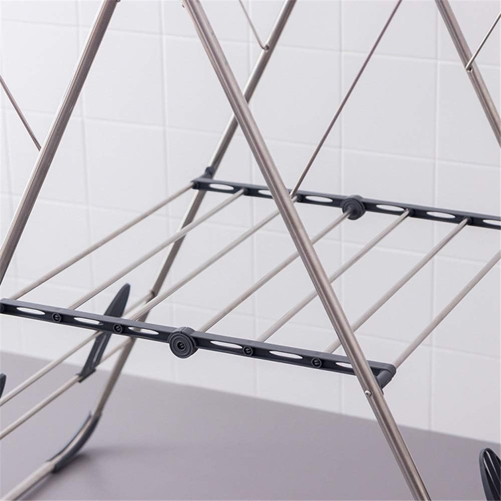 Clothes Airer 9.6 Metre Drying Space Multifunctional Air Dryer Stainless Steel Tubes Gray Winged Clothes Airer Folding Clothes Drying Rack Space Saving，Grey-166.5x60x95.5cm