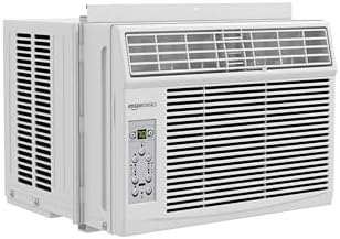 Amazon Basics 6000-BTU Window Air Conditioner, Up to 250 Sqf, Window AC Units with Cool and Fan Functions, Washable Filter, Adjustable Window Kit, Digital Temperature Display, Remote Control, White