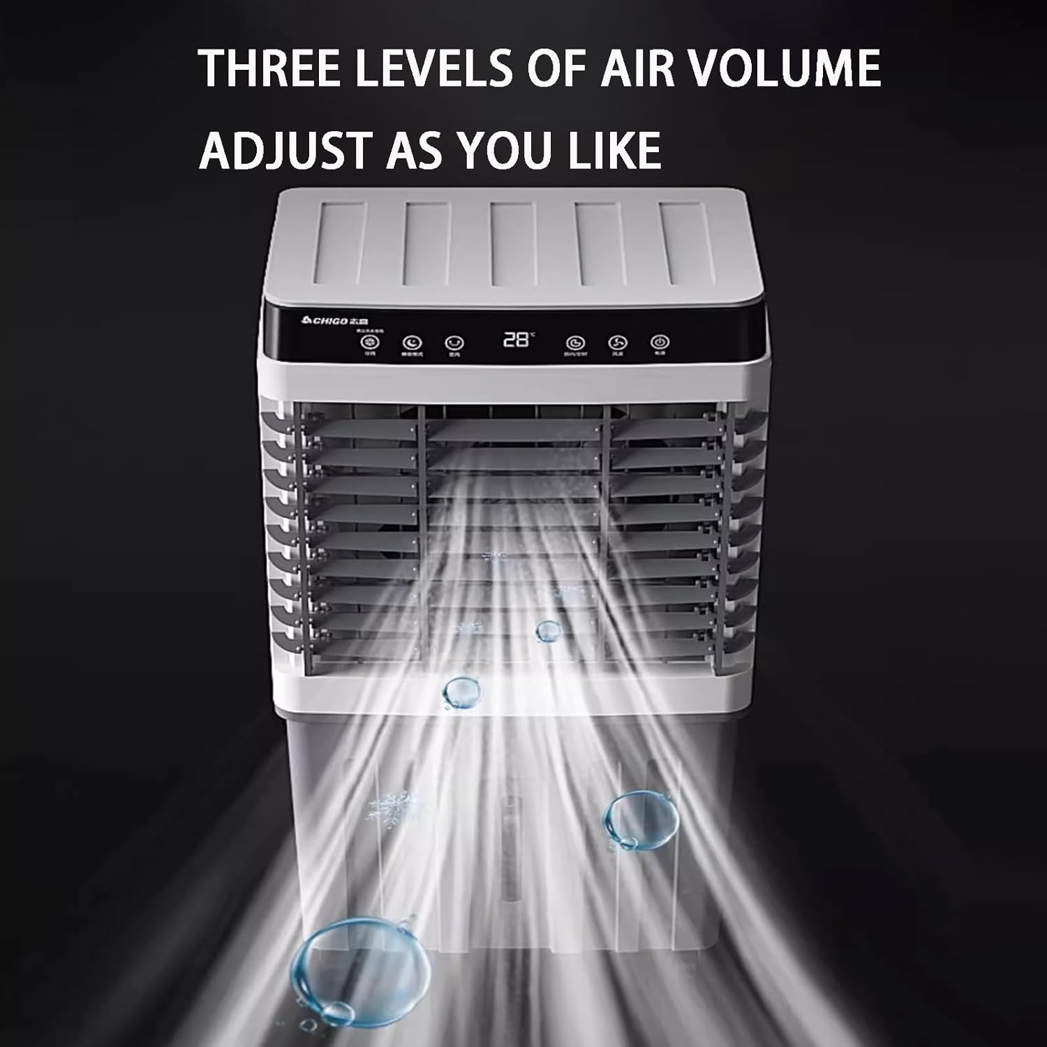 Conveniently Portable Air Conditioner with 3-Speed Adjustable Fan, Extra-Large Water Tank, and Powerful Evaporative Cooling for Enhanced Air Comfort Anywhere Suitable for Large Spaces