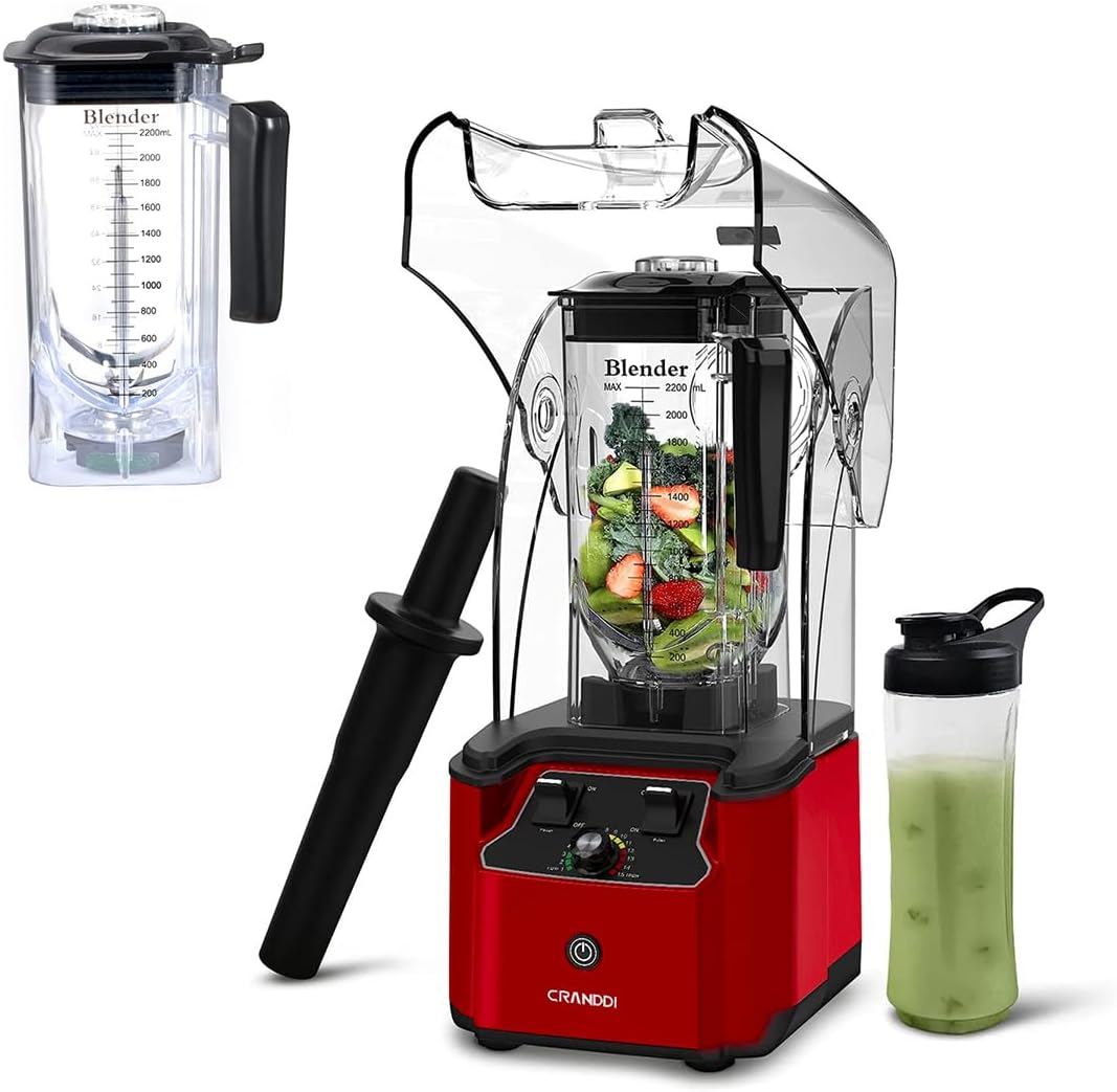 CRANDDI Commercial Quiet Blender K90 with BPA-FREE 80oz Pitcher