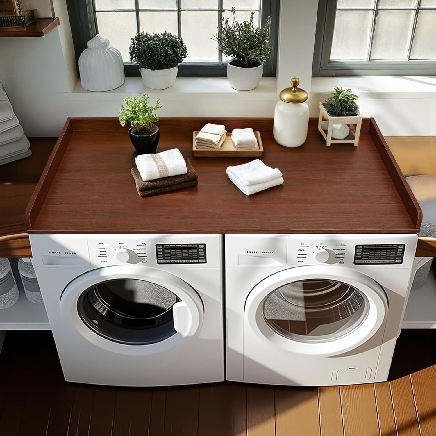 Wooden Washer Dryer Countertop Cover 54