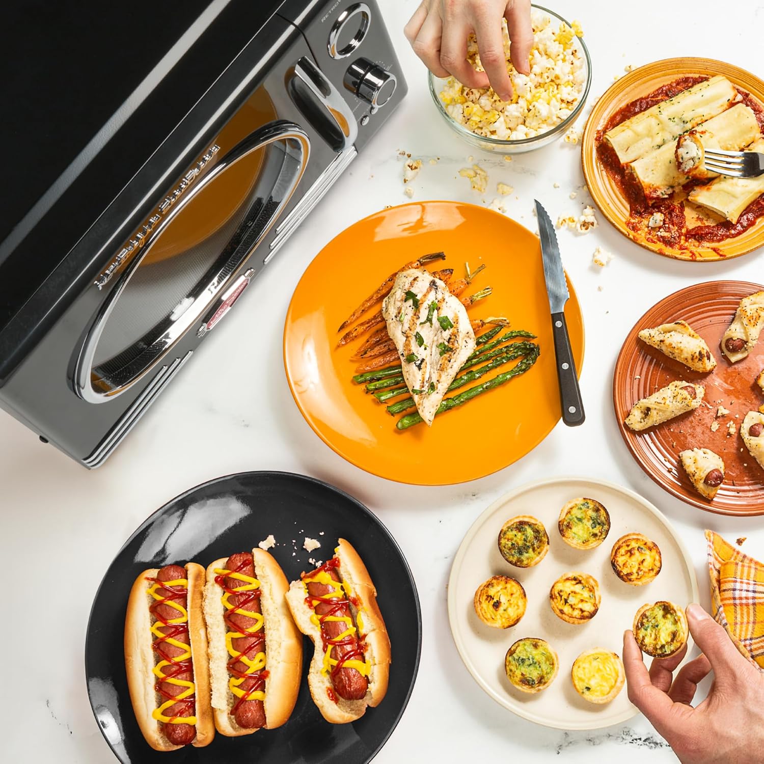 Nostalgia Retro Countertop Microwave Oven - Large 800-Watt - 0.9 cu ft & Eureka 3670M Canister Cleaner, Lightweight Powerful Vacuum for Carpets and Hard floors, w/ 5bags