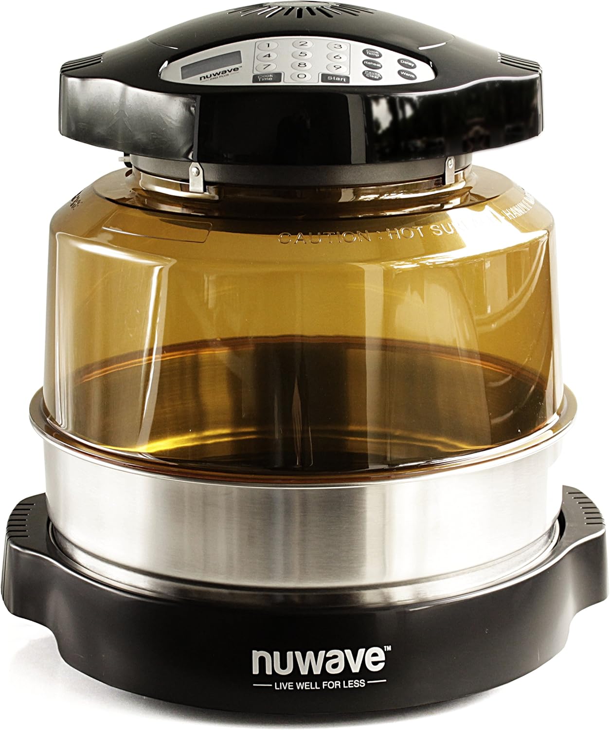 NuWave Oven Pro Plus 20602 Black Upgraded Shatter Resistant Dome with Extender Ring and Baking Pan
