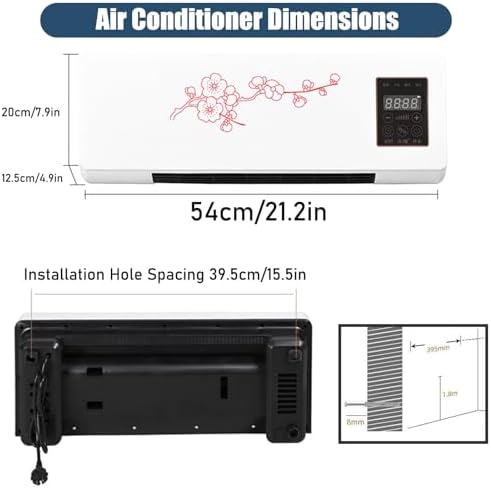2 In1 Mini Wall Mounted Air Conditioner Fan, Portable Cooling And Heating Air Conditioners Heating System for Bathroom Office Bedroom RV, Ac and Heater Combo Unit(Red)