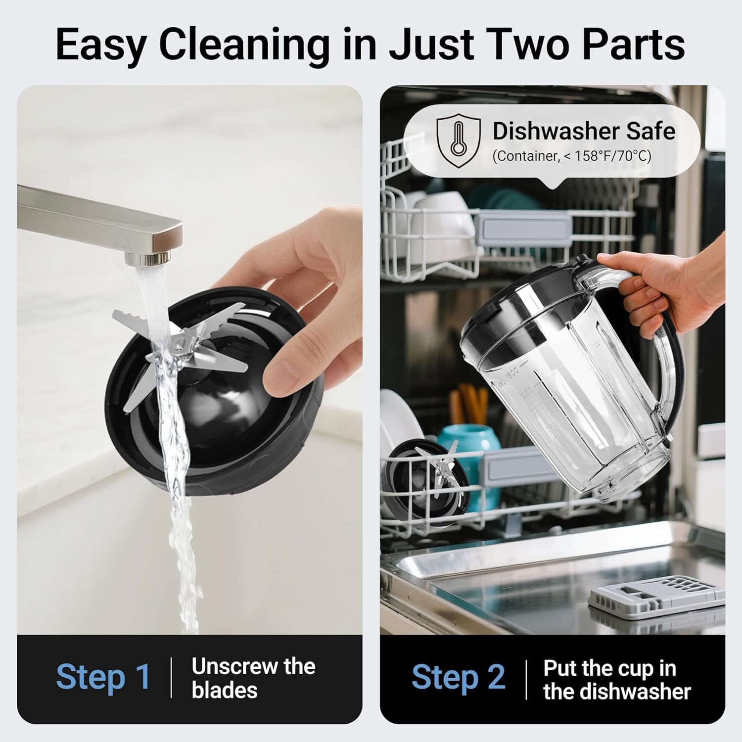 Bear 800W 6-Speed Blender, Smoothie Blender for Kitchen with 50oz(1.5L) BPA-Free Cup/Suction Feet/Feeding Hole/10 blades, Countertop Blender for Smoothies, Crush Ice, Frozen Fruit, Juice and Puree