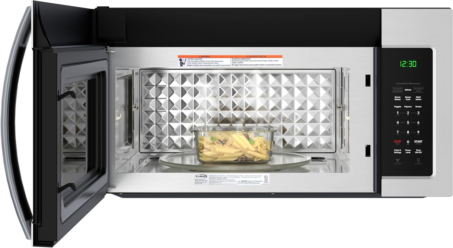 KoolMore 30-inch 1.5 cu. ft. Over-the-Range Convection Microwave Oven,900 Watts and 300 CFM in Stainless-Steel, UL Listed