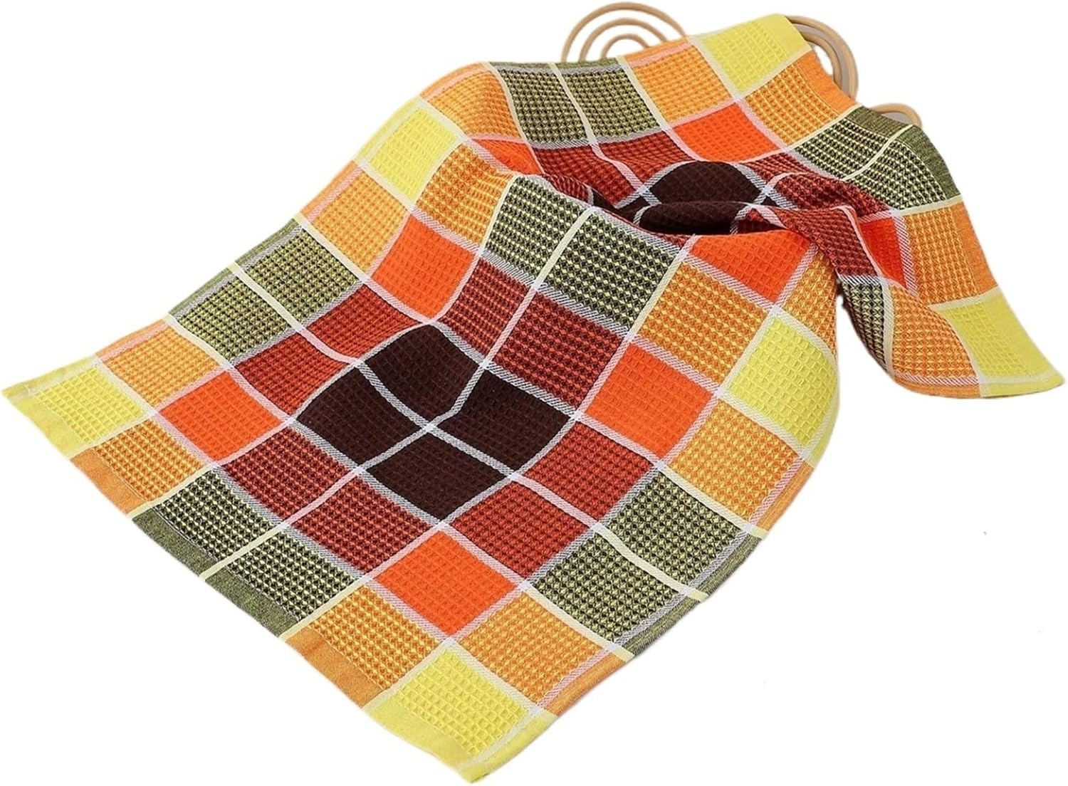 Kitchen Towel 4-Piece Household Kitchen Cleaning Cloth Set, Polyester-Cotton Blend Mesh Cleaning Cloth(4pcs Orange)