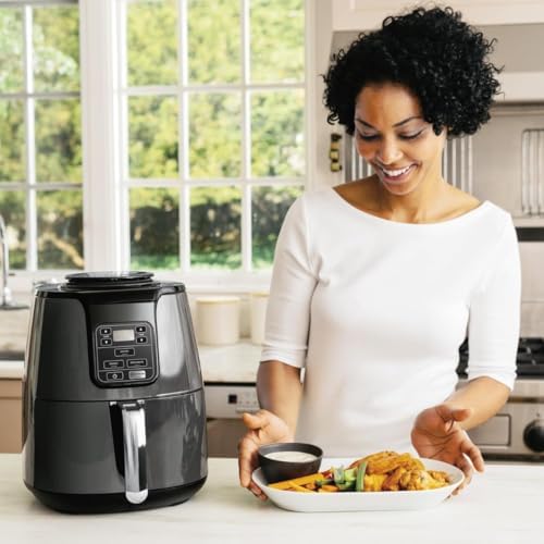 4 Quart AF100WM digital air fryer with cooking presets, wide temperature range and compact family size design