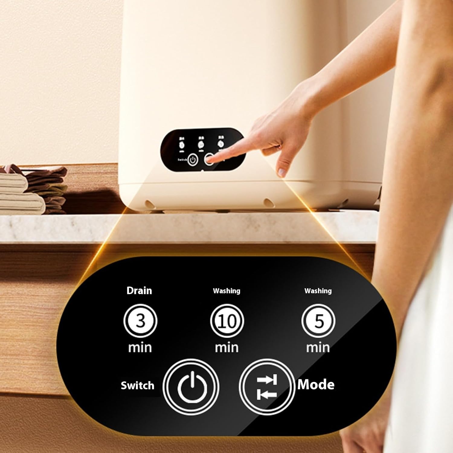 Cordless Washing Machine With Automatic Drain Basket For Underwear And Baby Clothes 13L Capacity Laundry Device Washer