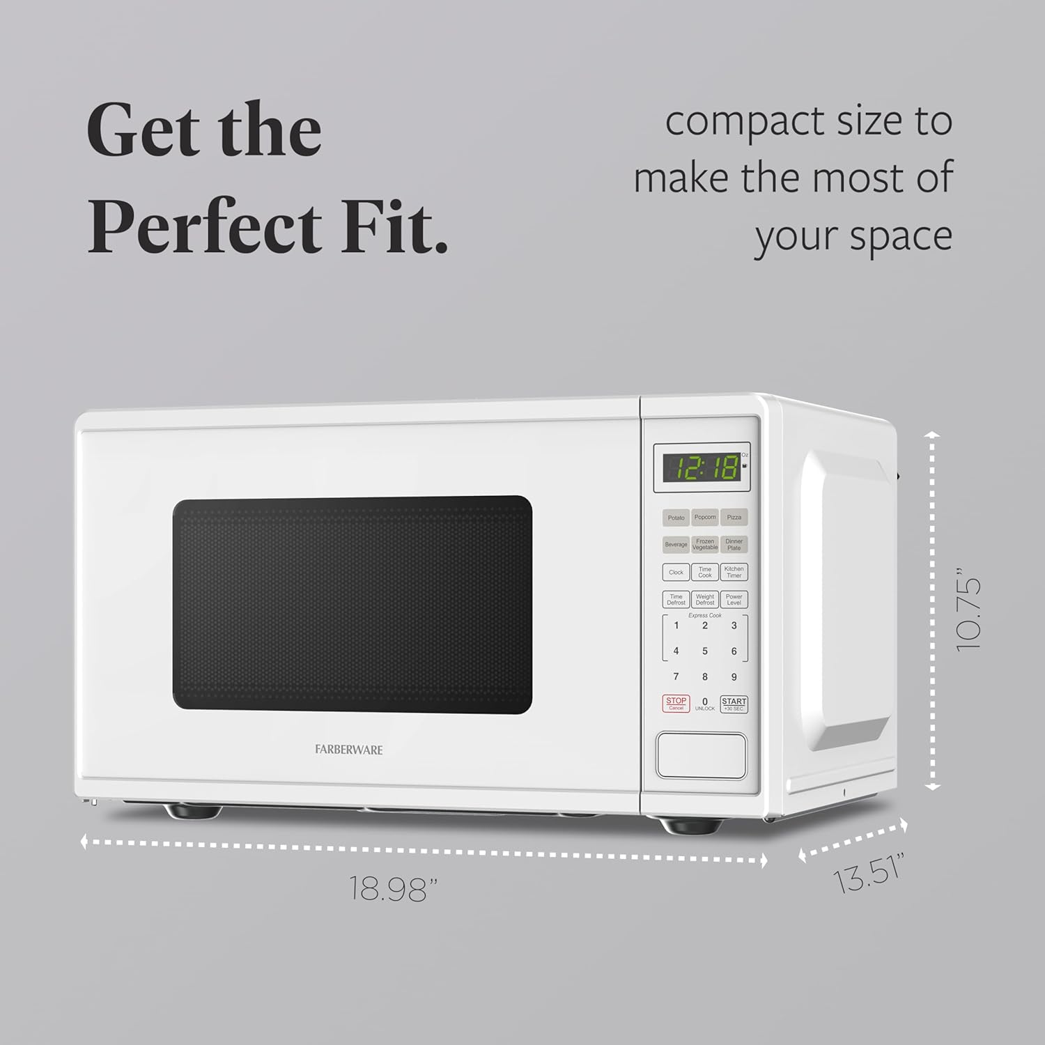 Farberware 0.9 Cu. Ft. Countertop Microwave Oven – 900 Watts Power, Auto Cook Settings, Defrost, Easy Clean and Child Safety Lock - White