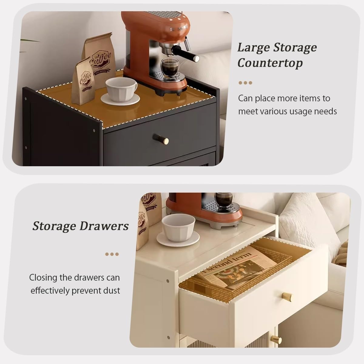 Vacuum Cleaner Storage Cabinet, Robot Vacuum Storage Side Table End Table Cabinet for Living Room, Home, Office, Entrance, Corridor(Natural)