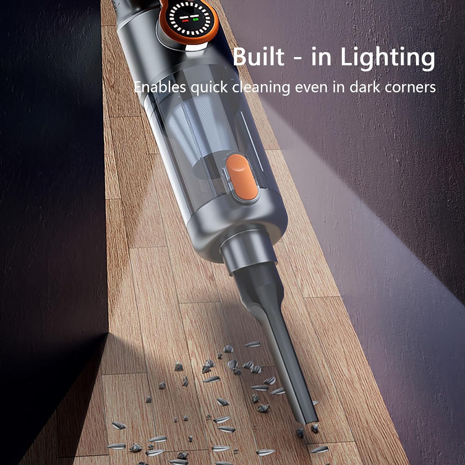 Handheld Vacuums 2-in-1 Cordless, Wet/Dry Use, 16KPA Power, 26Mins Battery, Portable for Car Spills, Pet Accidents & Home Messes, Compact Design with Washable Filter(Orange)