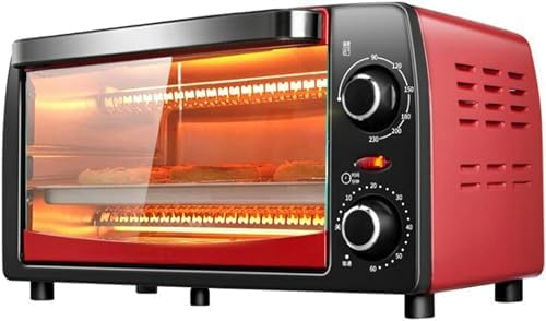 AMNOOL Household Intelligent 12L Electric Oven，Multifunctional Large-Capacity Chicken Oven Microwave Oven with Bakeware Pizza Baking Mini Oven Red Useful-1*