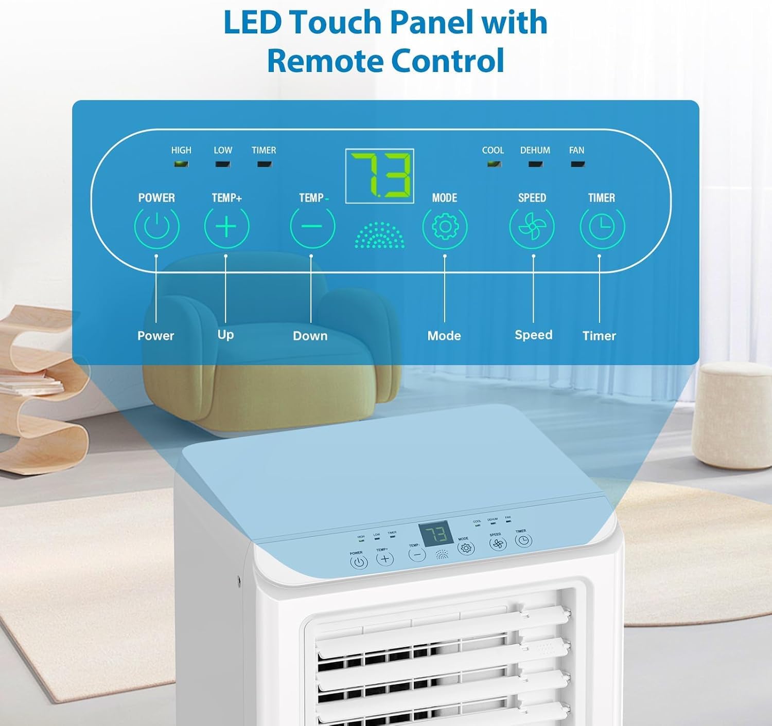 Portable Air Conditioners 8000 BTU, Remote Control AC with 24H Timer, Low Noise Energy Saving Cooling Unit for Bedroom, Office, Small Spaces 350 Sq. Ft, White