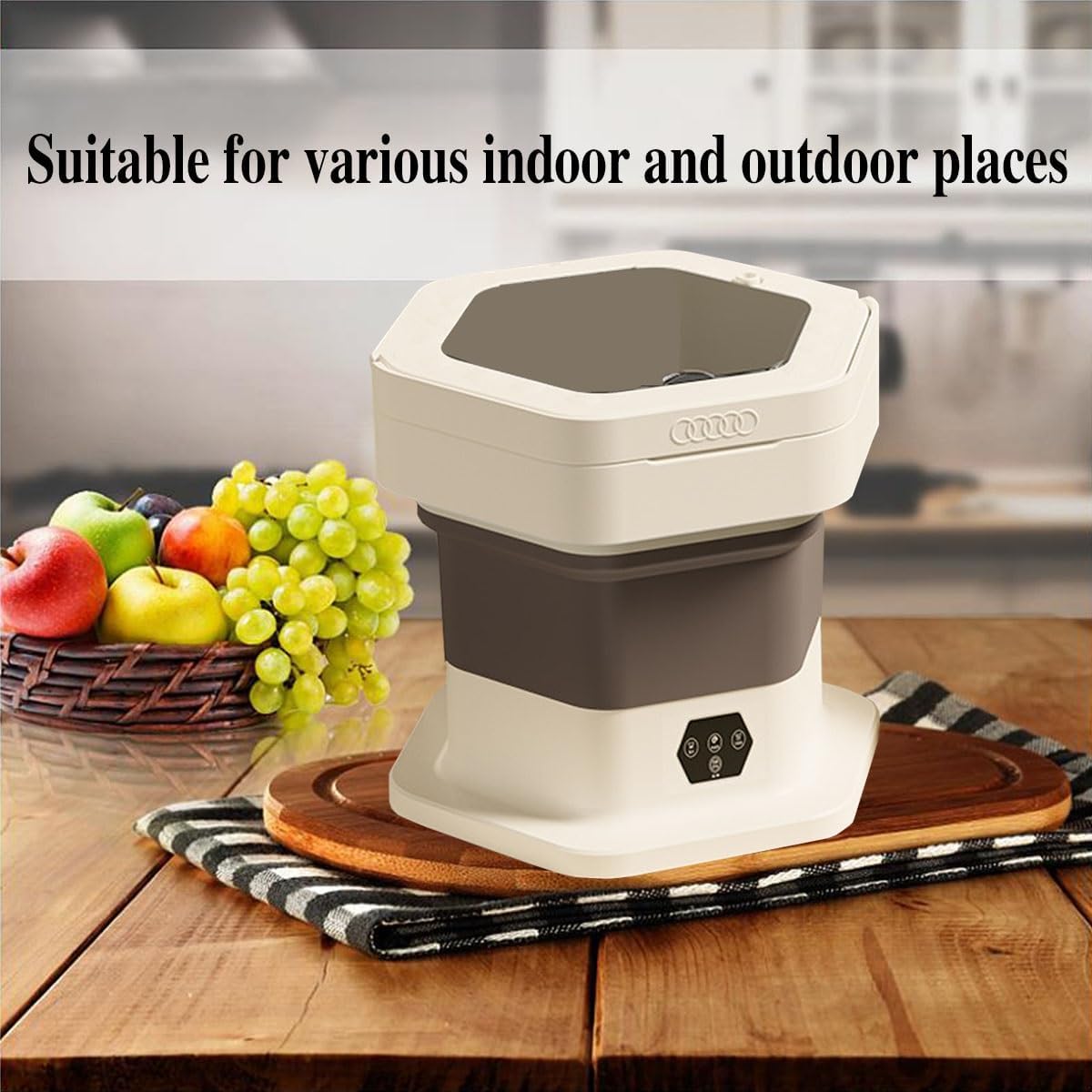 12x11x11in Small Washing Machine 2 In 1 Mini Washing Machine 8L Capacity Foldable Travel Washing Machine For Home, Dorm, Apartment, RV, Outdoor Use(Khaki)