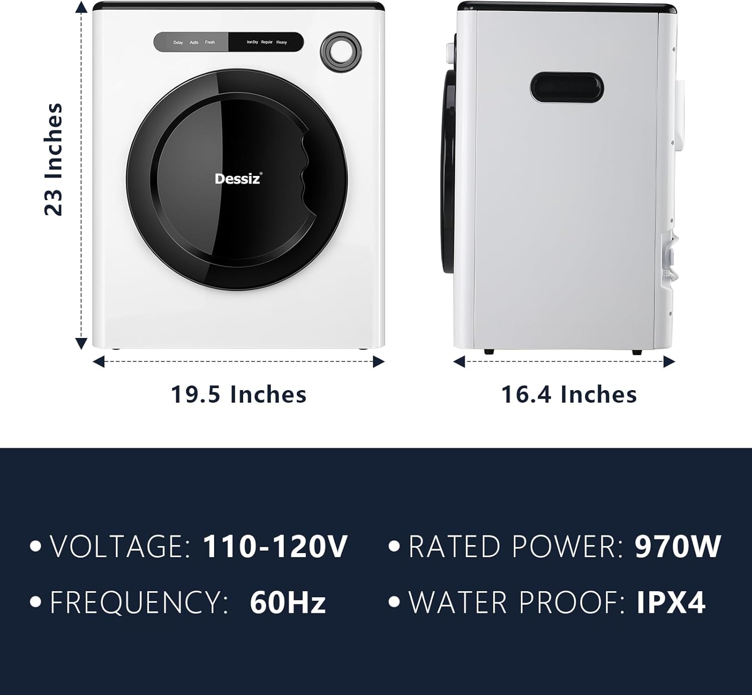 110V 970W Portable Clothes Dryer Machine, 11LBS Capacity Compact Laundry Dryer, for Small Spaces RVs&Apartments Quiet, Sturdy&Easy to Use, Supplemental Dryer for Laundry Machines Drying, White