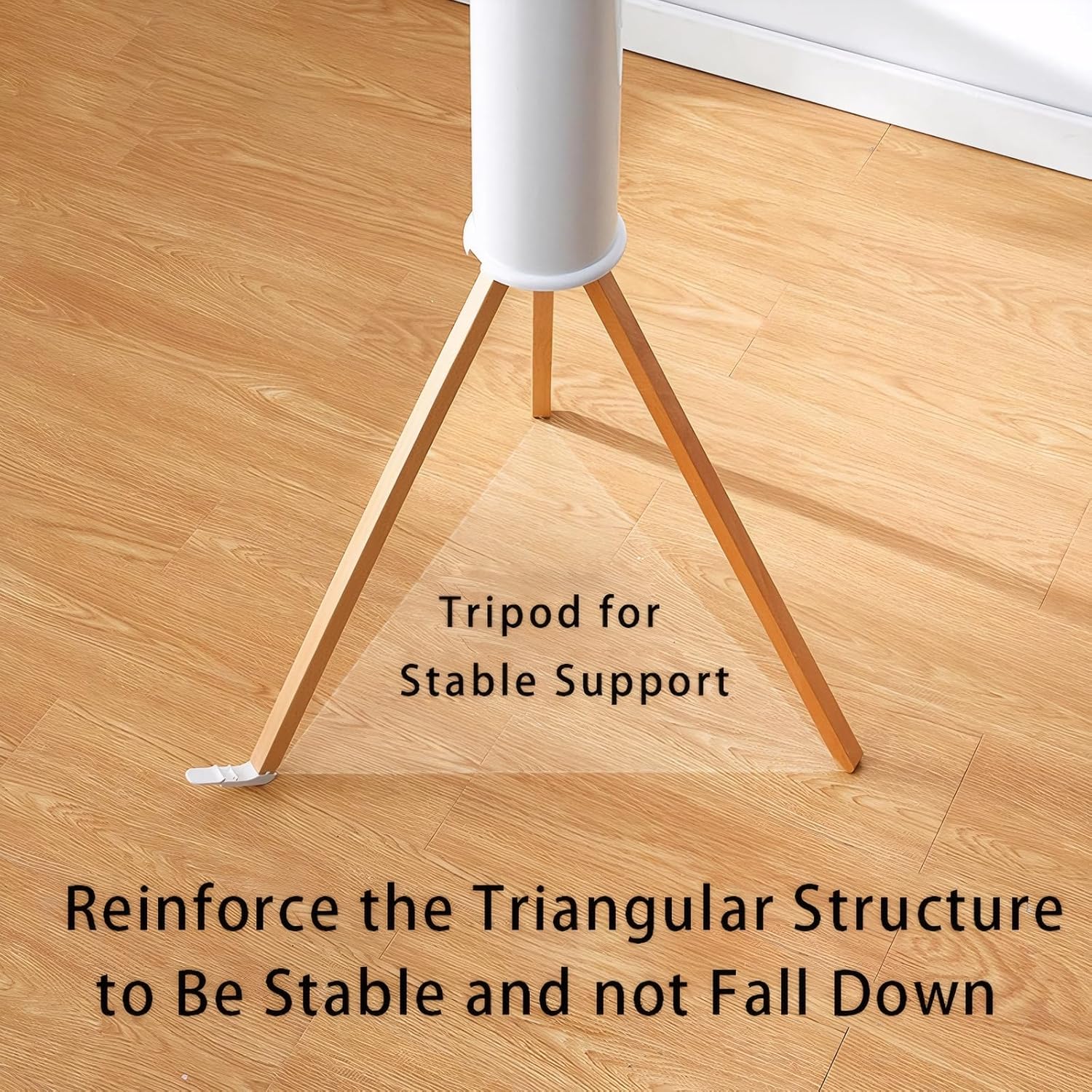 Tripod Clothes Drying Rack - Foldable Laundry Drying Rack - Household Floor Standing Clothes Drying Racks with 16 Wooden Drying arms for Balconies, Laundry, Bedrooms