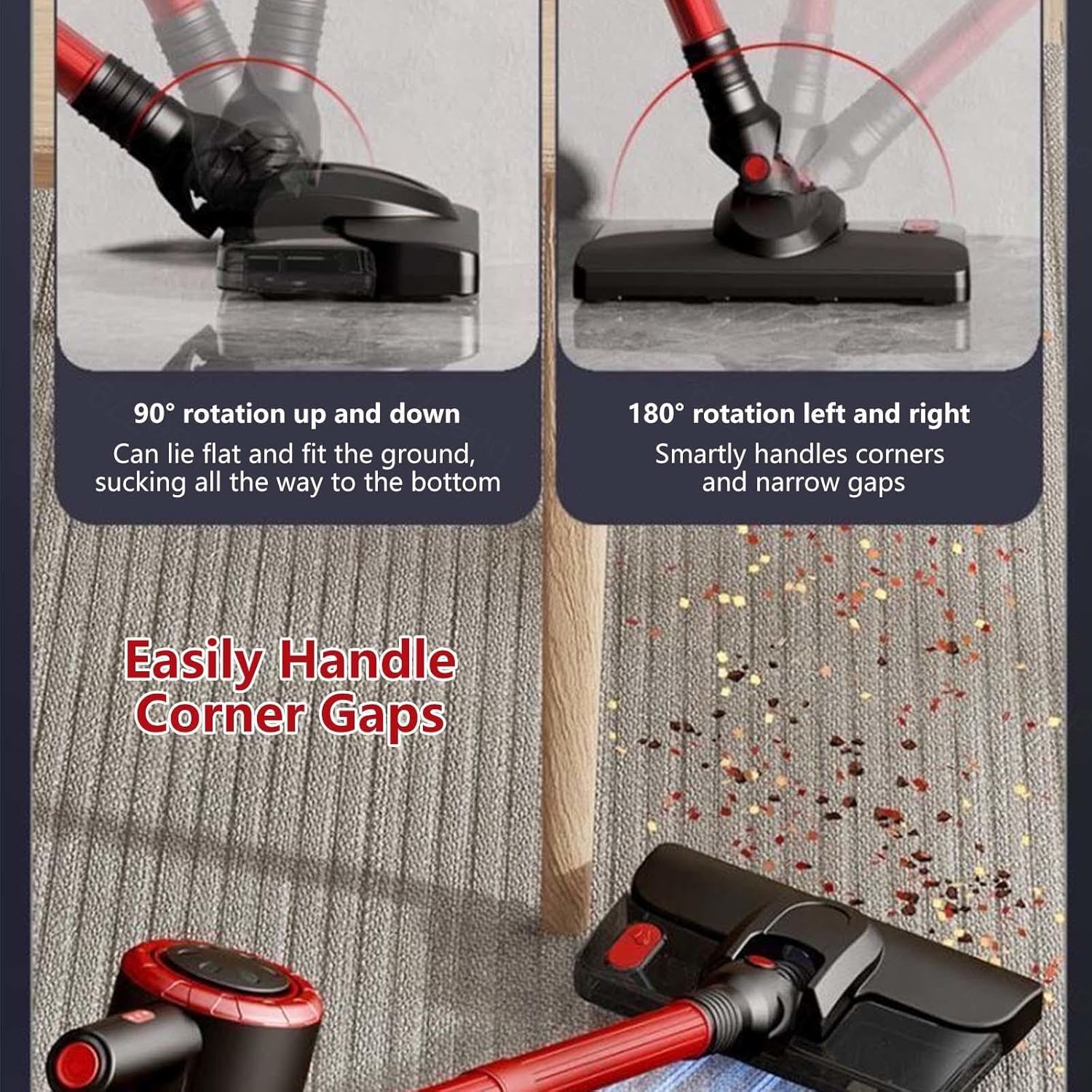 Lightweight and Versatile Vacuum and Mop Combo 5 in 1, 18Kpa, 8000mah Battery, Vacuum Cleaner for Home All in One Vacuum Cleaner for Home/Pet Hair/Carpets/Floors,White