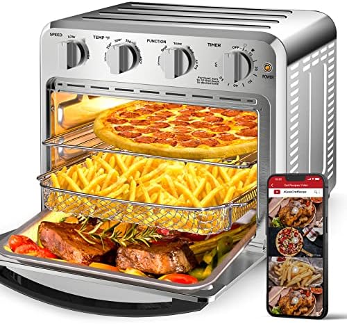 Geek Chef Air Fryer Toaster Oven Combo, 16QT 5-in-1 Toaster Ovens Countertop, Convection AirFryer with Bake, Air fryer & Toaster, Broil and Warm Functions, Stainless Steel Easy Oven for Wonder Meals