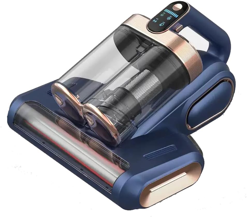Cordless Double-Cup Mattress Cleaner, 18Kpa Suction 253.7nm UV-C Light & 80000Rpm Rotation Ultrasonic Tech, Portable Handheld Vacuum for Bed/Fabric Sofa/Carpet Cleaning(Blue)