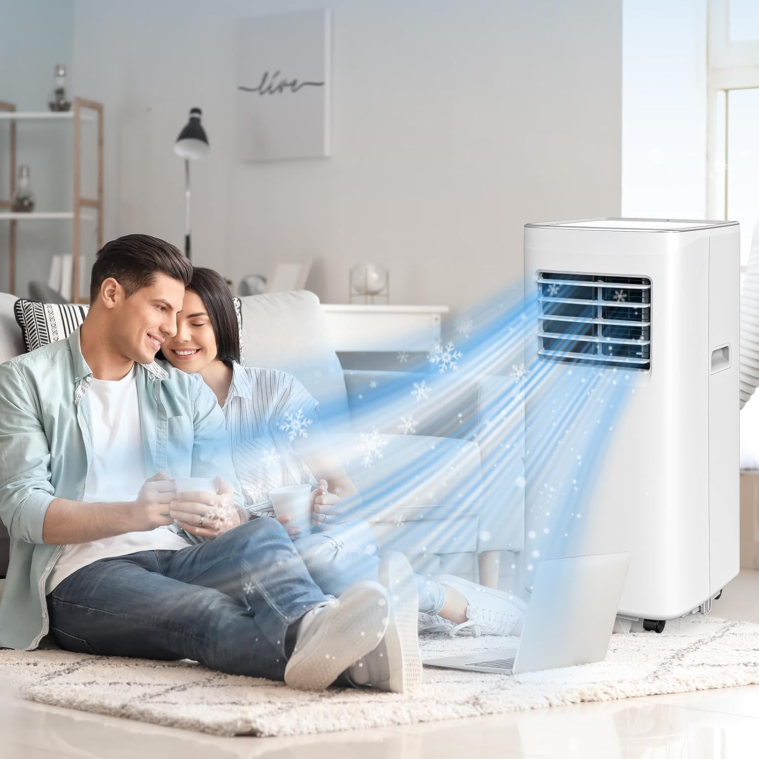 Portable Air Conditioner,8500 BTU Portable ac units up to 360 Sq.Ft,Portable ac units for Homeowner,Renter,family White