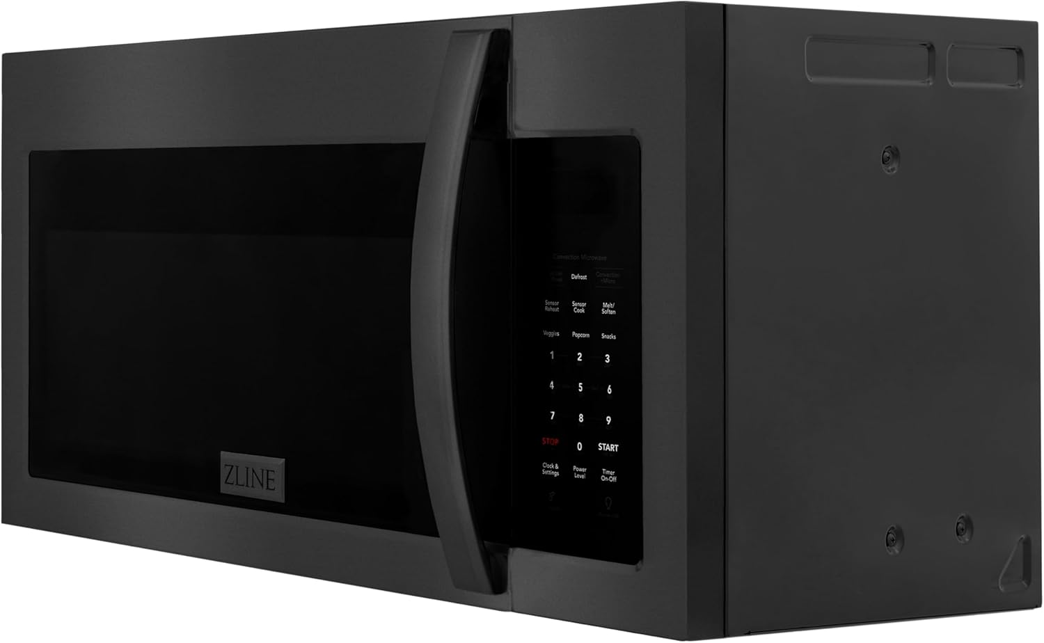 ZLINE Over the Range Convection Microwave Oven in Black Stainless Steel with Modern Handle and Sensor Cooking