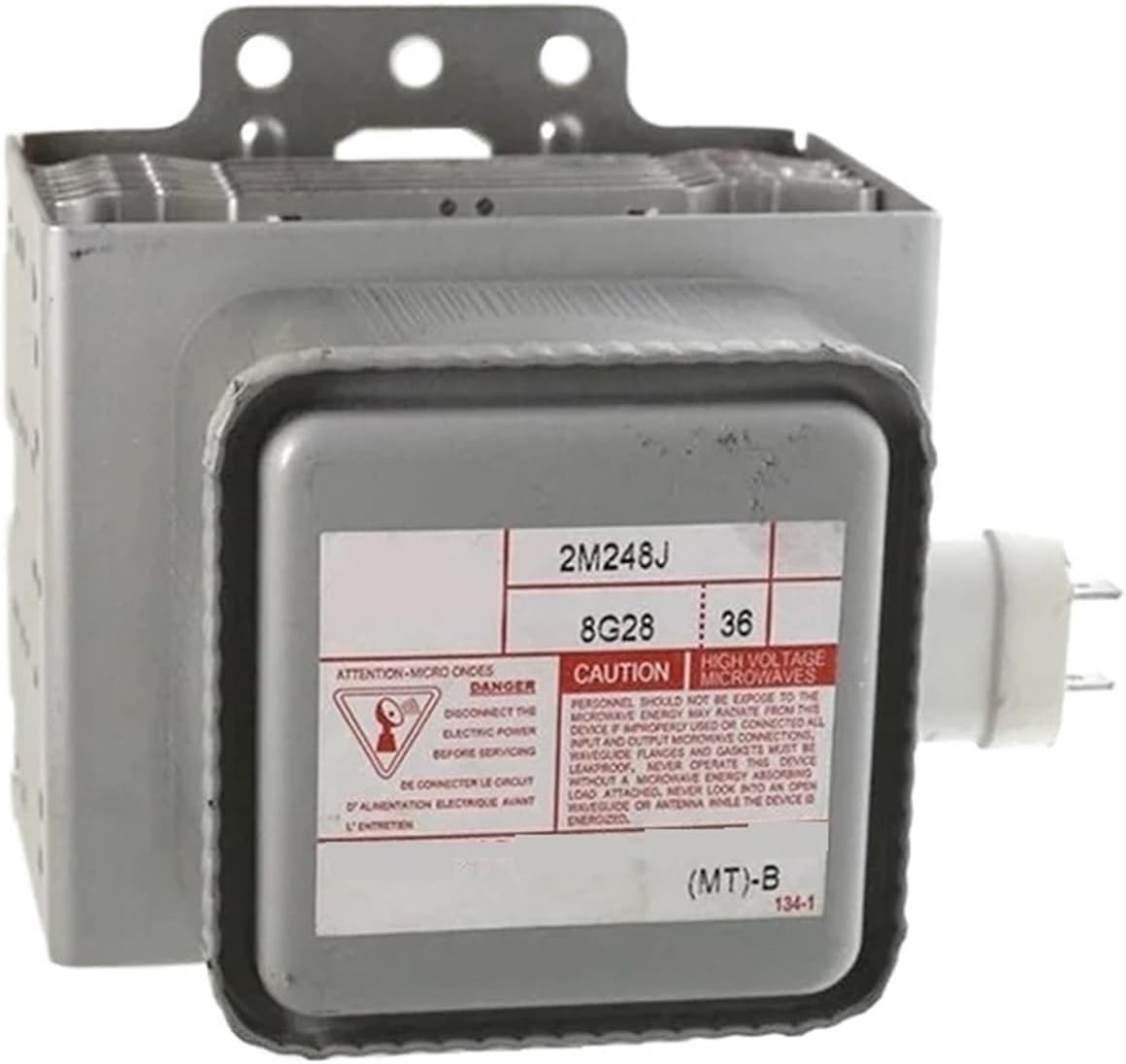 Microwave Oven Magnetron, Model Number 2M248J, Power 1000W, Air Cooled, Short Foot,