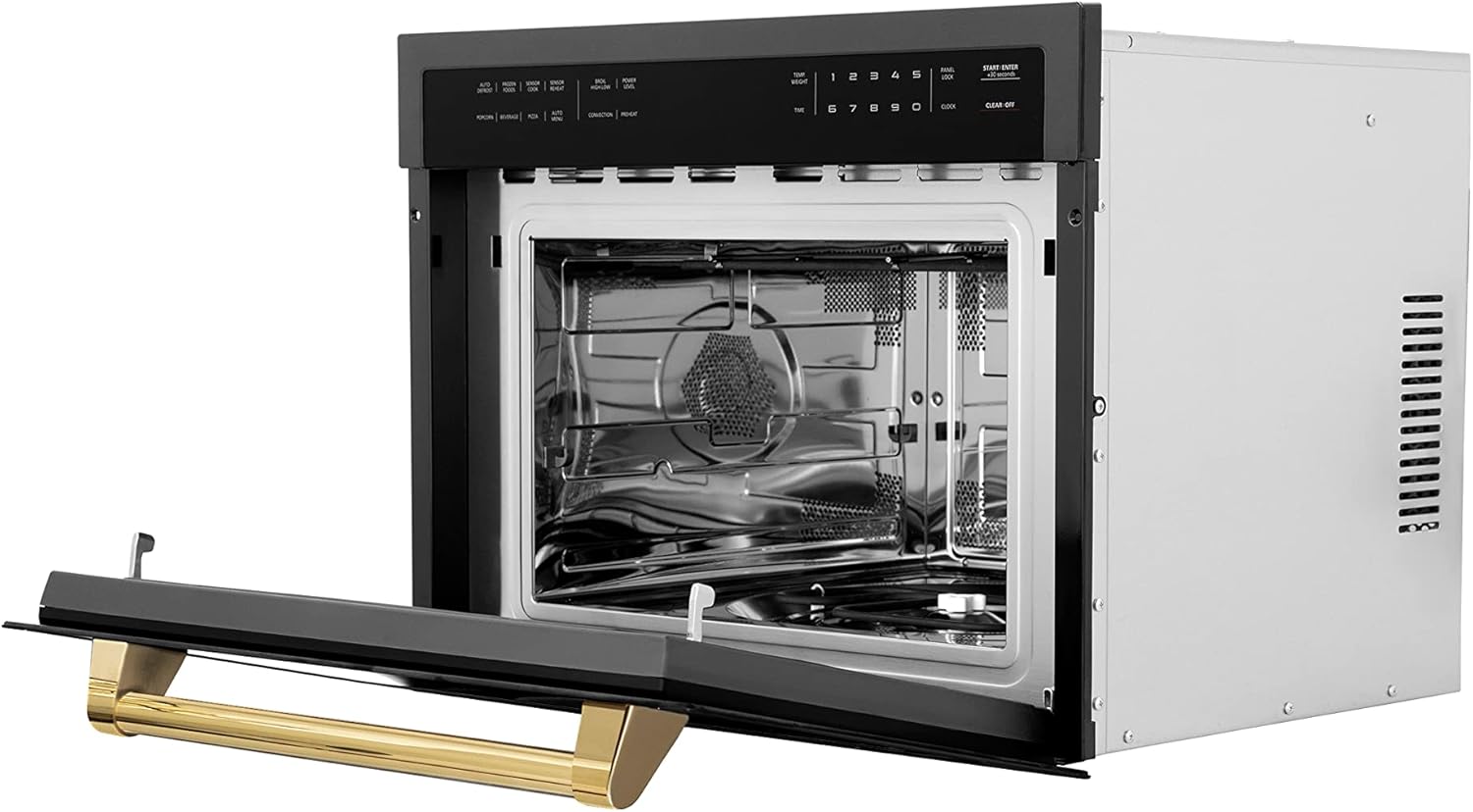 ZLINE Autograph Edition 30” 1.6 cu ft. Built-in Convection Microwave Oven in Black Stainless Steel and Champagne Bronze Accents