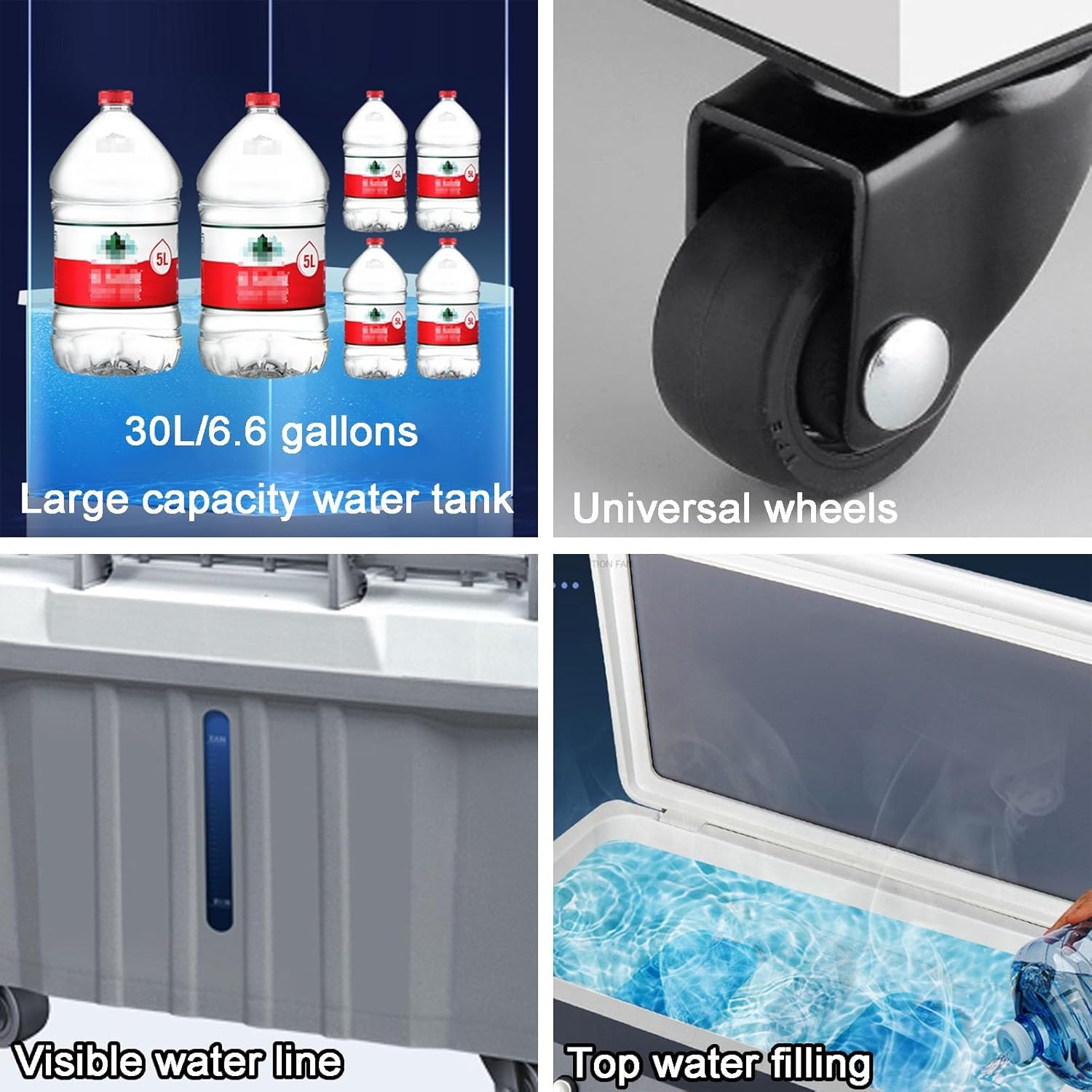 Evaporative Air Cooler, Swamp Cooler Air Conditioner, Evaporative Cooling Fan with 6.6Gal Water Tank, 3 Speeds for Outdoor, Office, Home