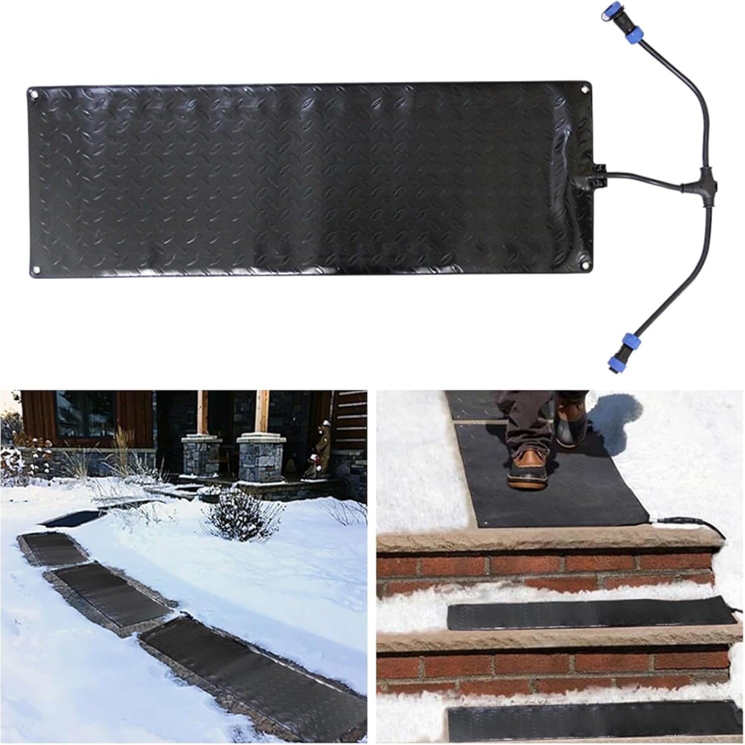 Outdoor Winter Heated Rubber Pads for Anti-Slip use, Suitable for Stairs, Steps, driveways, Sidewalks, Decks with Power Cords(60x400cm/23.6x158in)