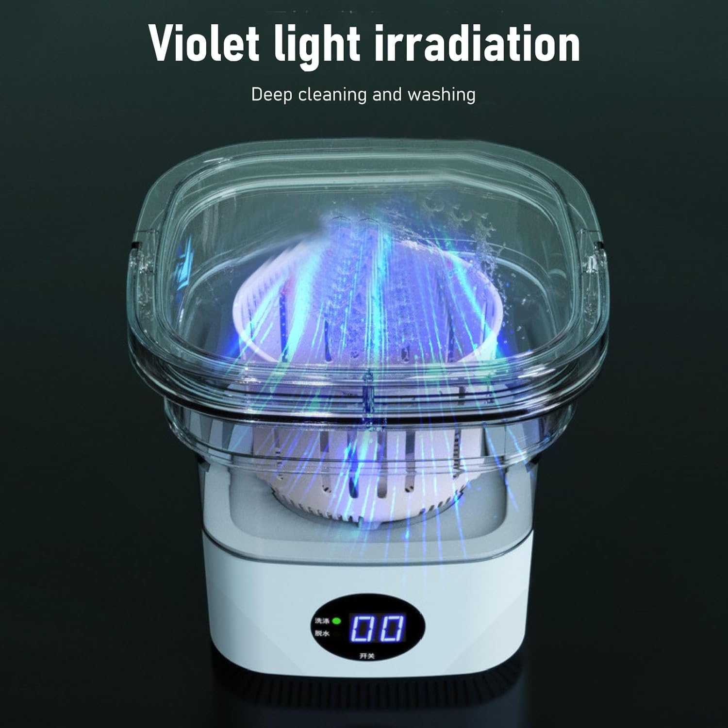 Portable Washing Machine, 6L Foldable Automatic Washing Machine, with LCD Panel Display, Built in Spin Dryer for Baby Clothes, Underwear Or Small Items, Apartment, Laundry Room, Camping(Blue)