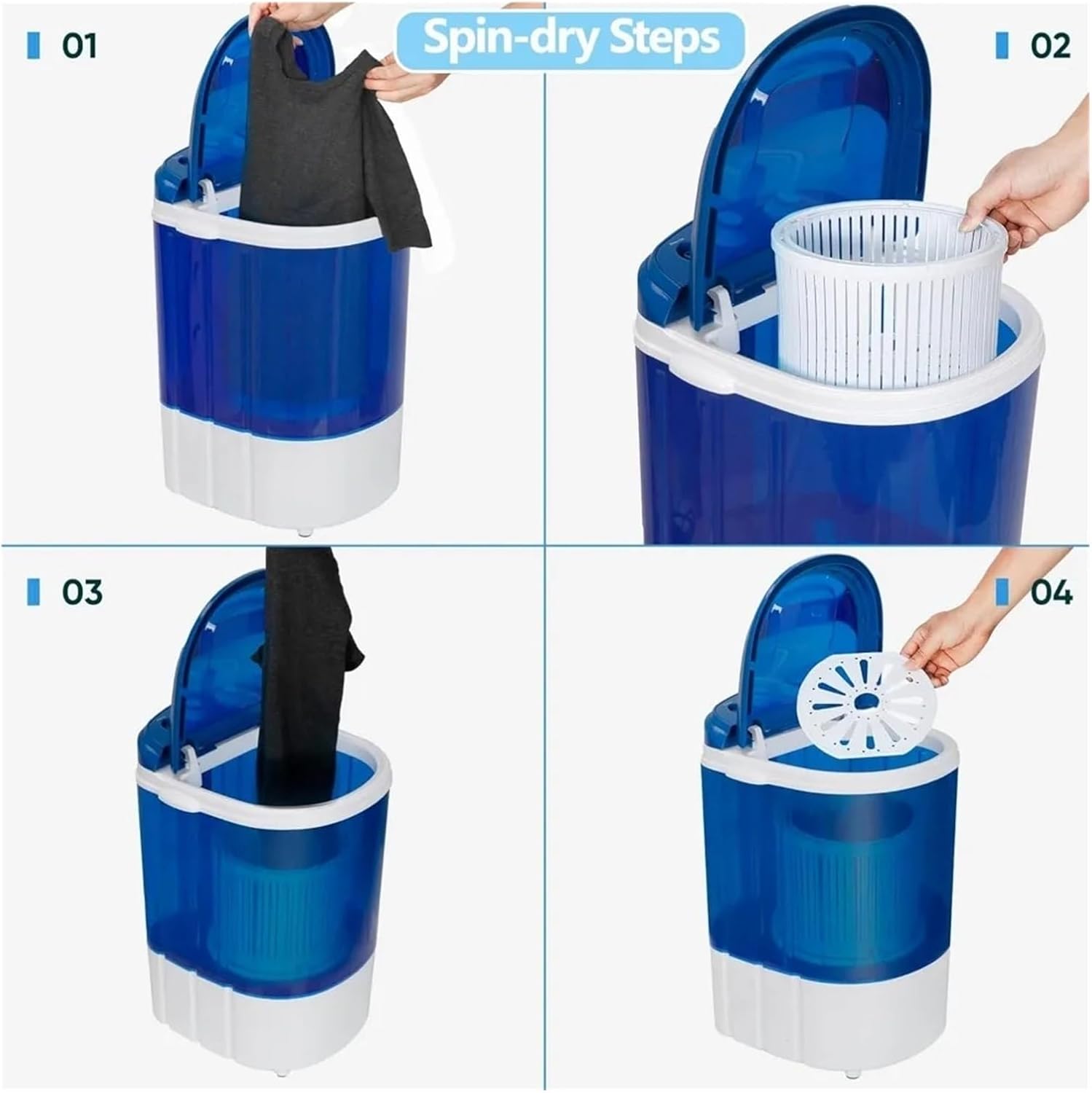 Portable Mini Washing Machine Washing Capacity Semi-Automatic Compact Washer Spinner Small Cloth Washer Laundry Appliances,for Travel,Camping, RV & Dorms