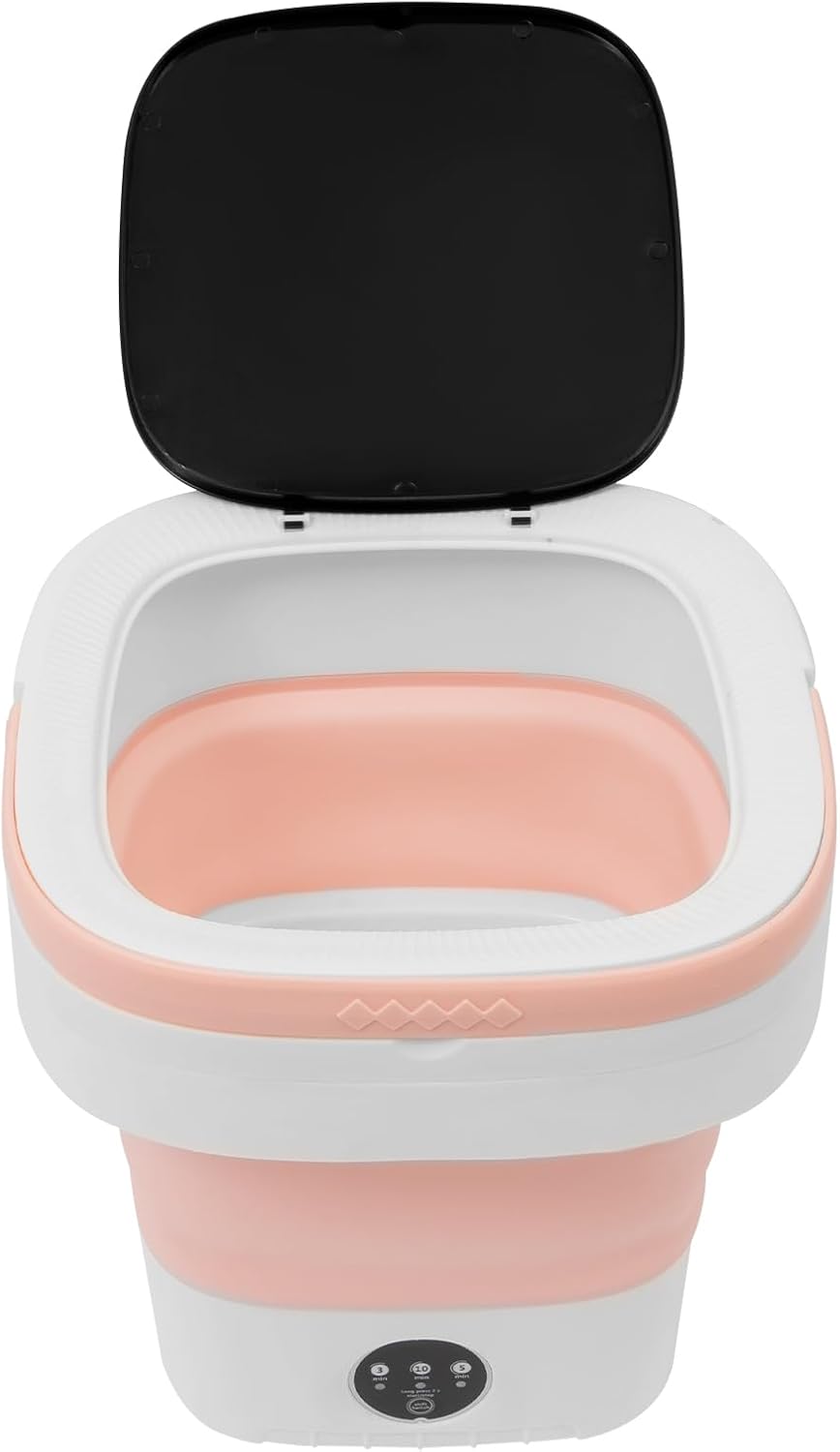 Portable Washing Machine,12L Upgraded With Spin Basket,Foldable Mini Washing Machine with 3 Modes Cleaning Small Washer for Baby Clothes, Underwear or Small Items, Apartment, Dorm,RV (Pink)