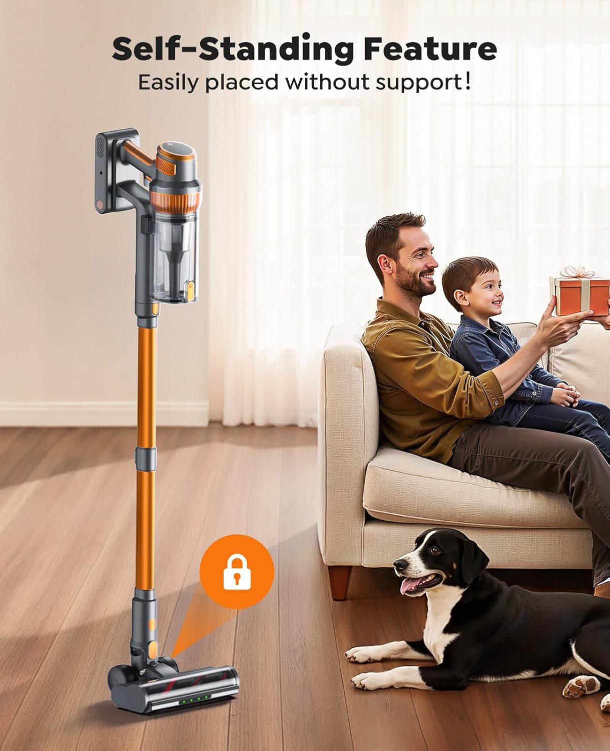 Cordless Vacuum Cleaner,600W 50KPa 65Mins Vacuum Cleaners for Home,Stick Vacuum with LED Touch Screen,Wall Mount Charging,Self-Standing Cordless Vacuum for Pet Hair/Carpet/Hard Floor/Car