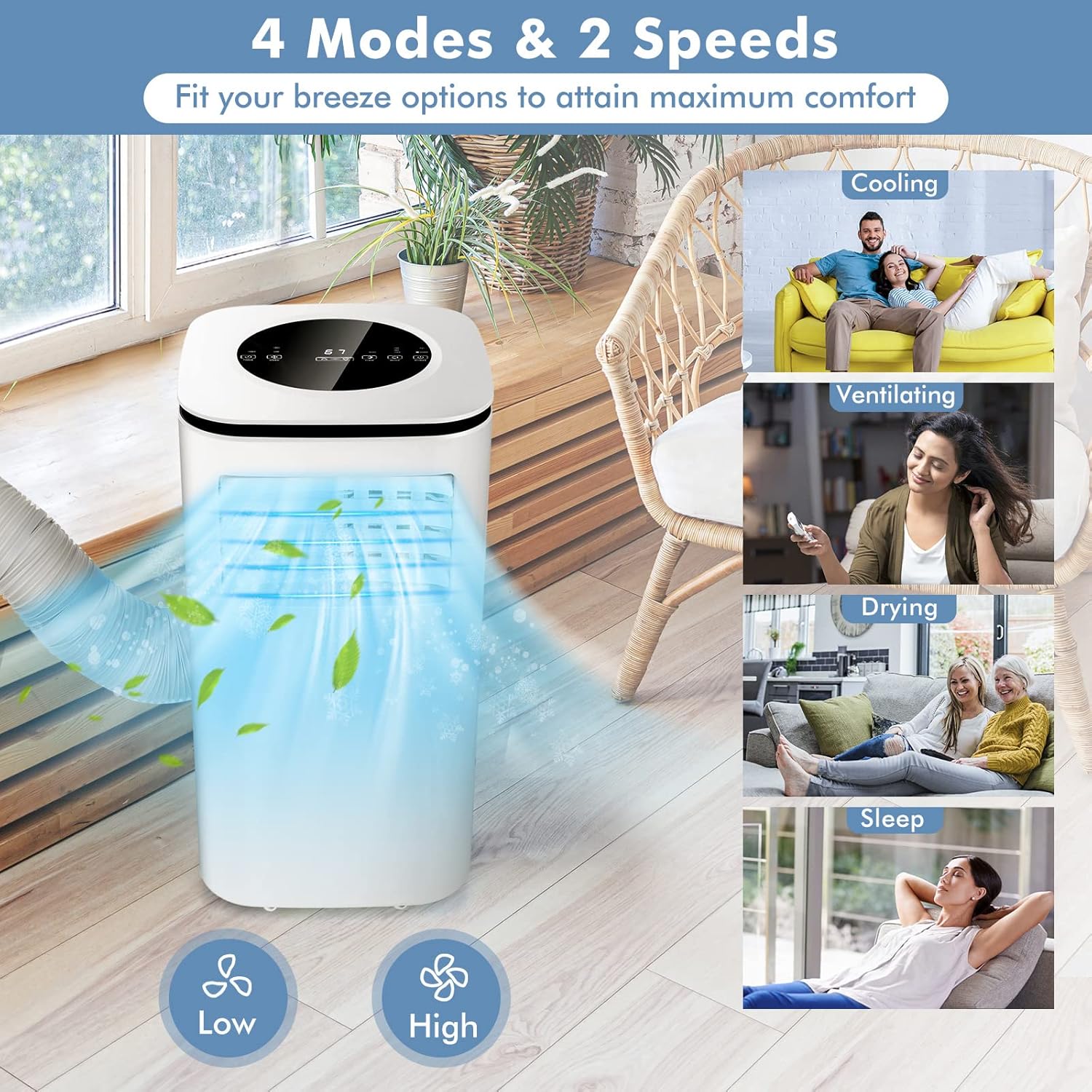 SIMOE Portable Air Conditioners, ASHARE 9000BTU 3 IN 1 Floor AC Unit with Dehumidifier & Fan, 1-24h Timer, Sleep Mode, 26FT Remote Control and Window Installation Kit, For Rooms Up to 400Sq.ft(6500 BTU SACC)