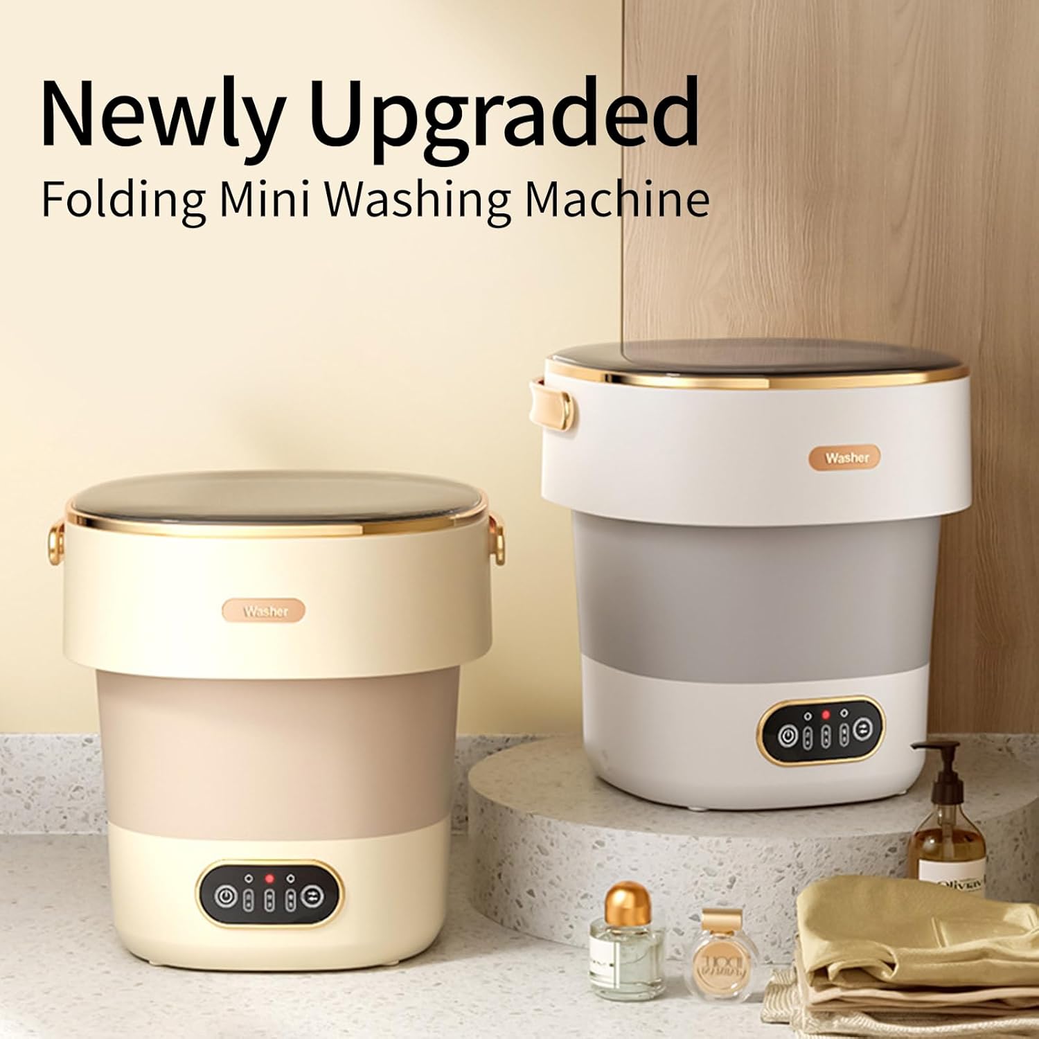 Portable Underwear Washer And Dryer Travel Washing Machine With Drain Basket Foldable Laundry Appliance Baby Clothes Washer