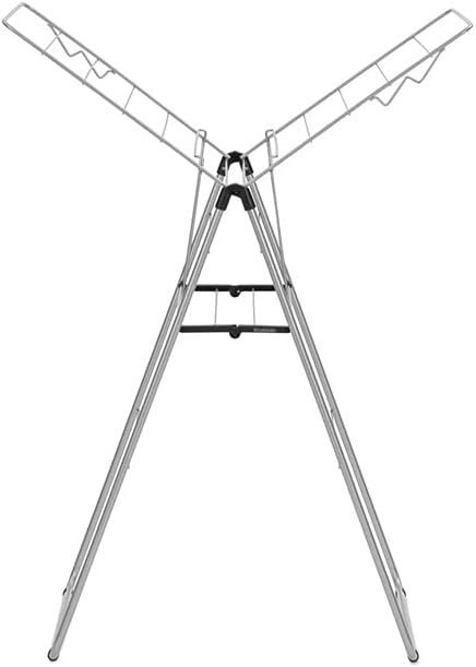 Brabantia HangOn Compact Laundry Drying Rack (49ft / Metallic Gray) Compact, Foldaway, Adjustable Indoor Stainless Steel Clothes Horse