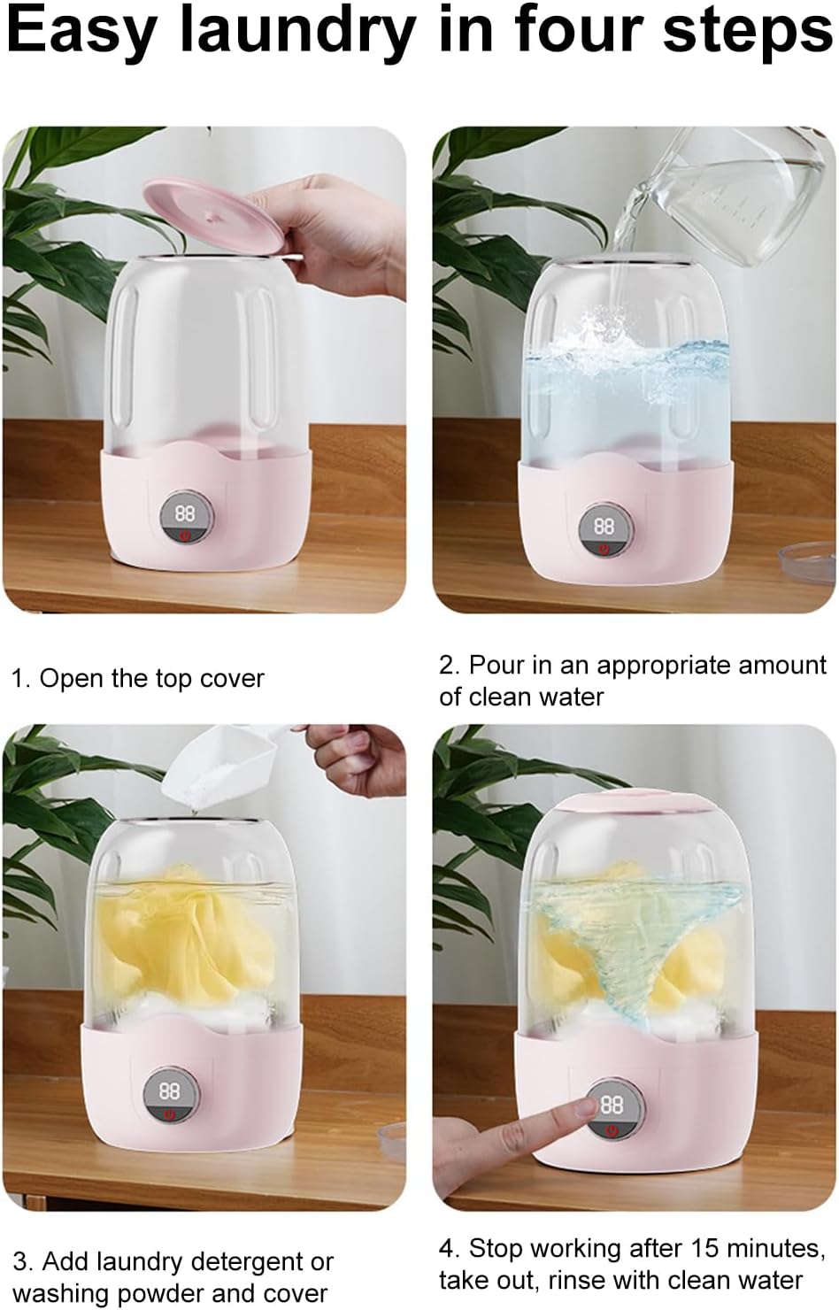 Portable Washing Machine – Rechargeable Automatic Laundry Cleaner, Small Clothes Washer Cup | Mini Underwear Washing Tool, Compact Laundry Device for Dormitories, Apartments, Camping, Travel, Tiny